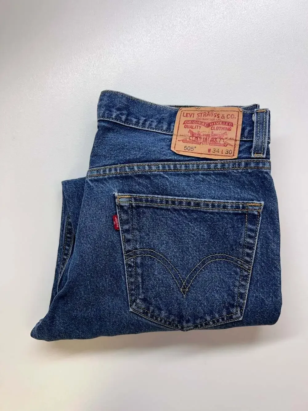 Levis 505 Straight Fit Jeans Mens W34 L30 Medium Blue Denim 100% Cotton 0434